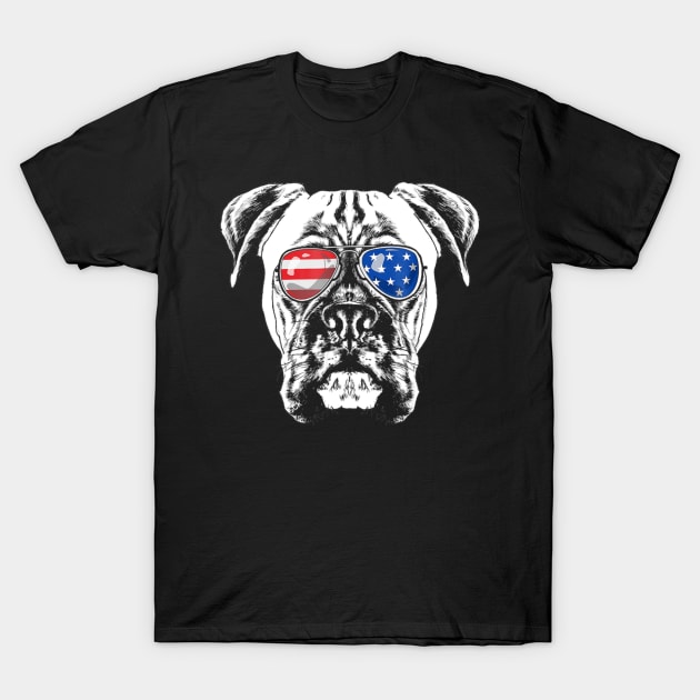 Boxer Dog American Flag Vintage Retro T-Shirt by Xamgi